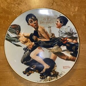Norman Rockwell Vintage "‎ No Swimming " plate